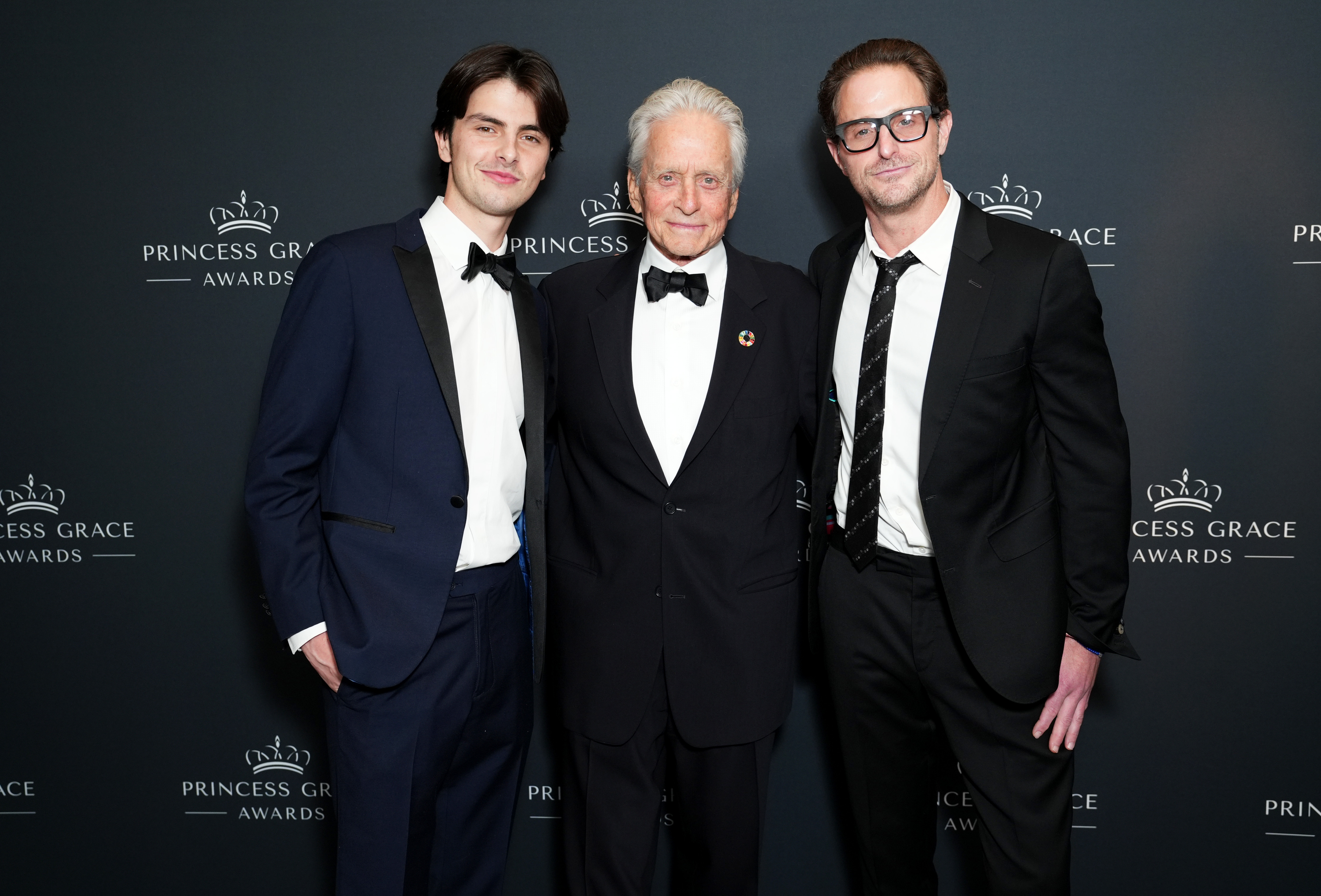 Dylan Douglas, Michael Douglas and Cameron Douglas attend the Princess Grace Awards 40th Anniversary Gala on October 23, 2024, in New York City. | Source: Getty Images