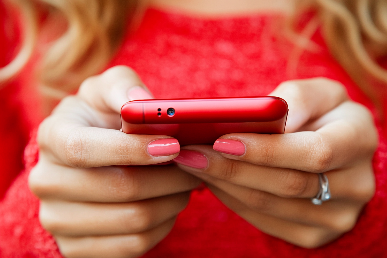 A woman texting | Source: Midjourney