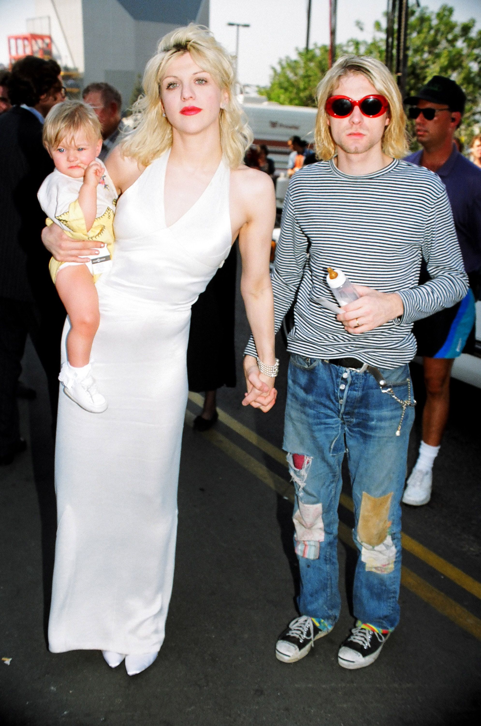 Courtney Love, Frances Bean Cobain, Kurt Cobain of Nirvana at the 10th Annual MTV Video Music Awards. | Source: Getty Images