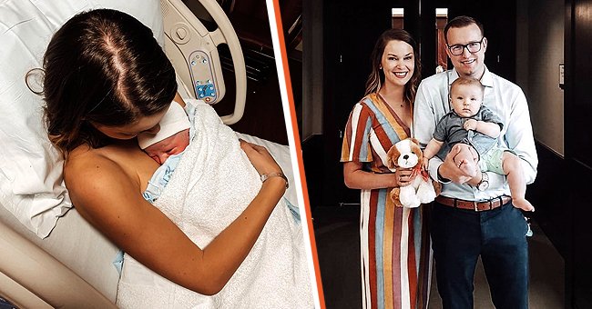 [Left] Ashley holding Ellis in the hospital. [Right] Ashley and John Reeves pictured with their son Ellis. | Photo: instagram.com/ar.southerncharm 