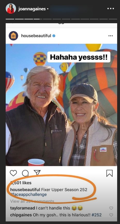 Chip and Joanna Gaines with the FaceApp aging-filter applied | Photo: Instagram Story/Joanna Gaines