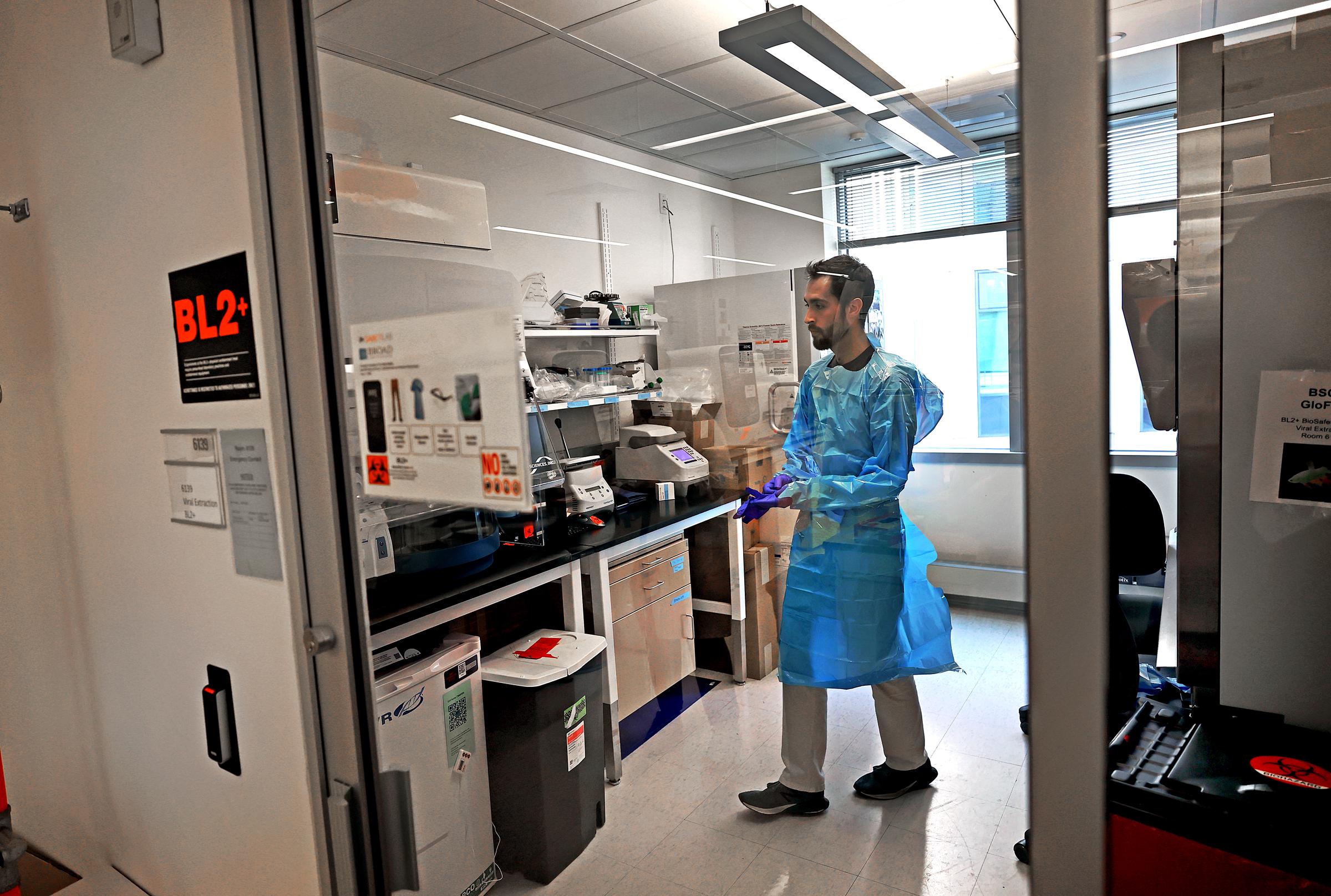 Jon Arizti Sanz, PhD, Postdoctoral Fellow testing purchased milk at area grocery stores for the presence of bird flu, in Cambridge on May 14, 2024 | Source: Getty Images