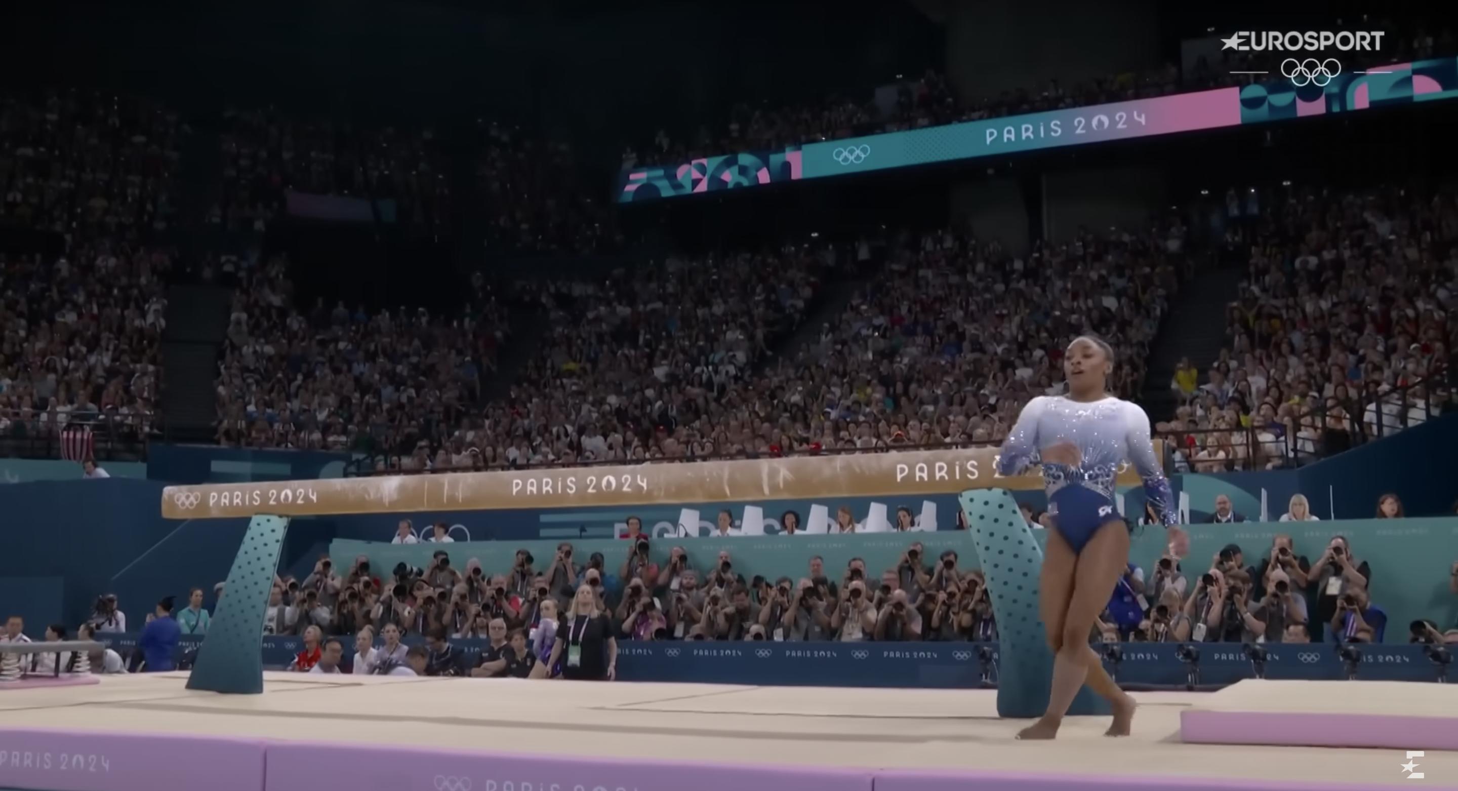 Simone Biles during the women's floor exercise final, posted on August 5, 2024 | Source: YouTube/Eurosport