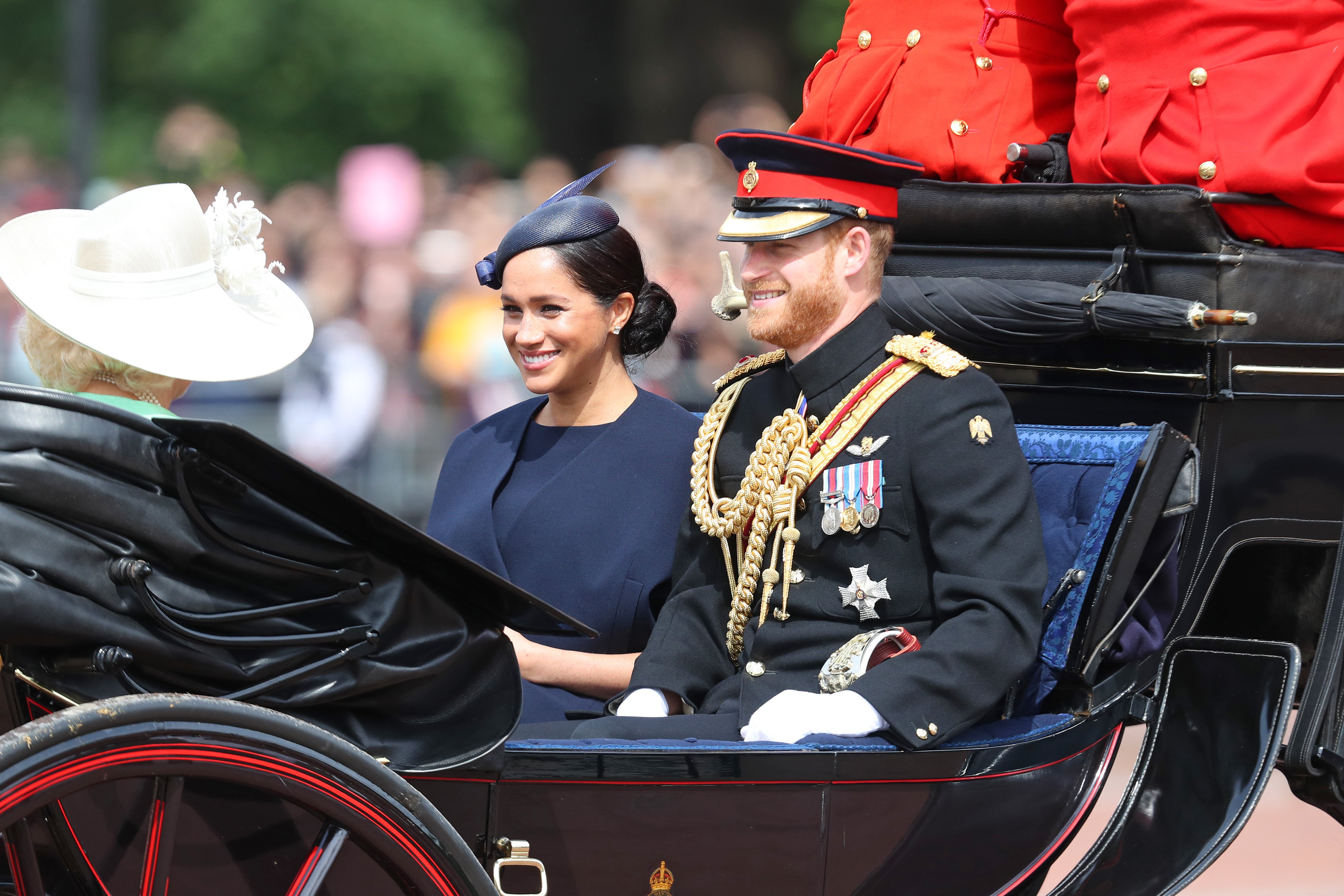 Meghan Markle and Prince Harry arrive at Trooping The Colour, the Queen's annual birthday parade, on June 08, 2019 | Photo: Getty Images