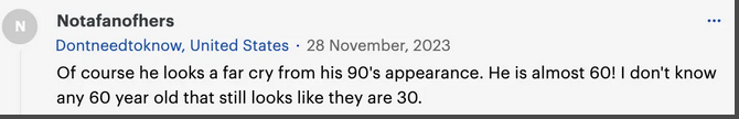 A fan's comment dated November 27, 2023 | Source: Www.dailymail.co.uk/