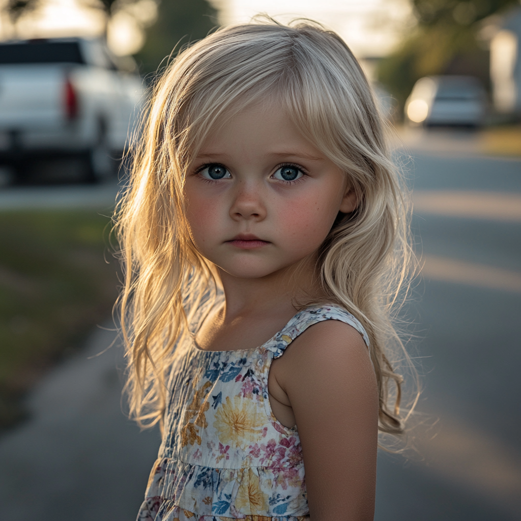 A little girl on a driveway | Source: Midjourney