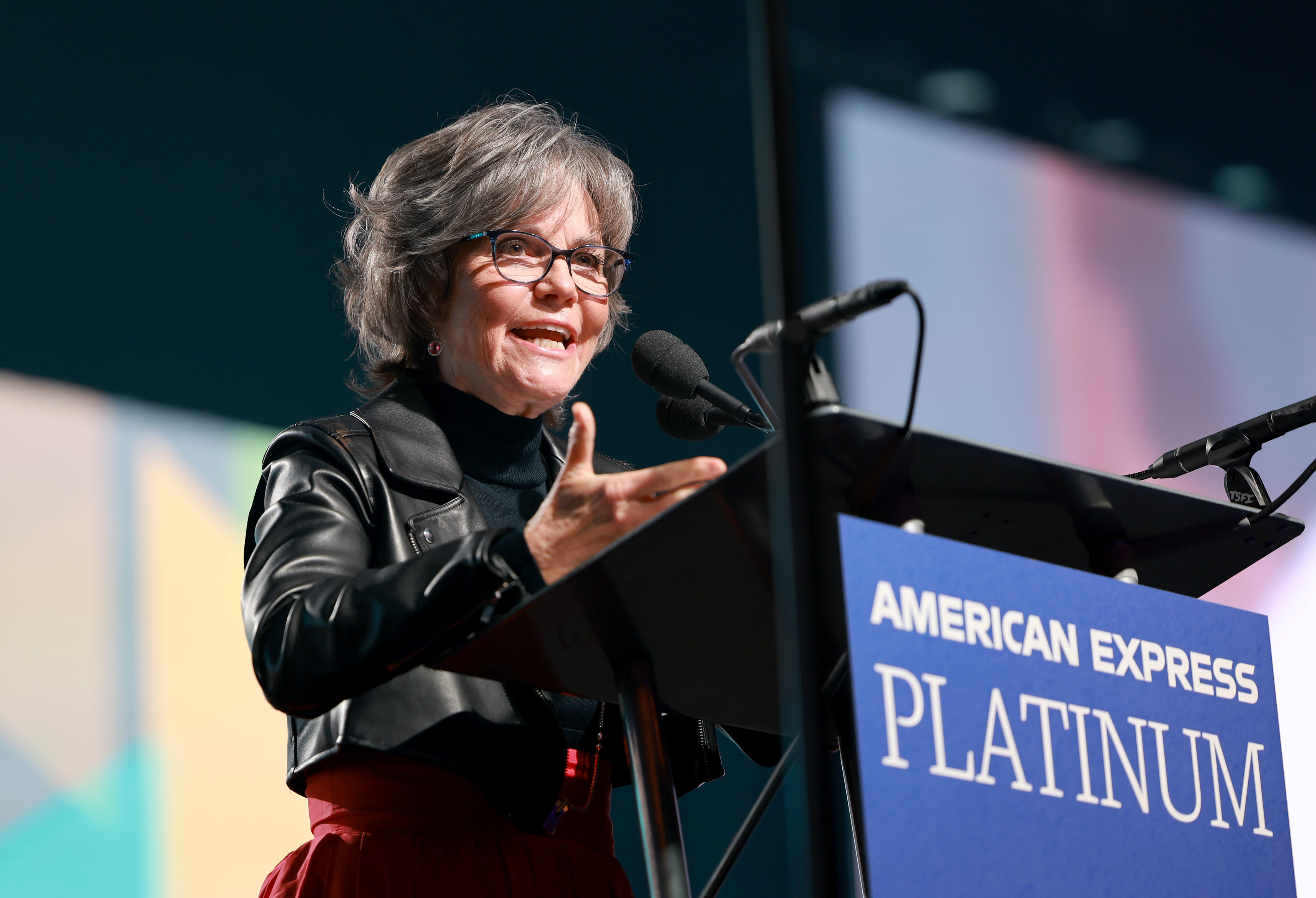Sally Field speaking at the 34th Annual Palm Springs International Film Awards in 2023 | Source: Getty Images