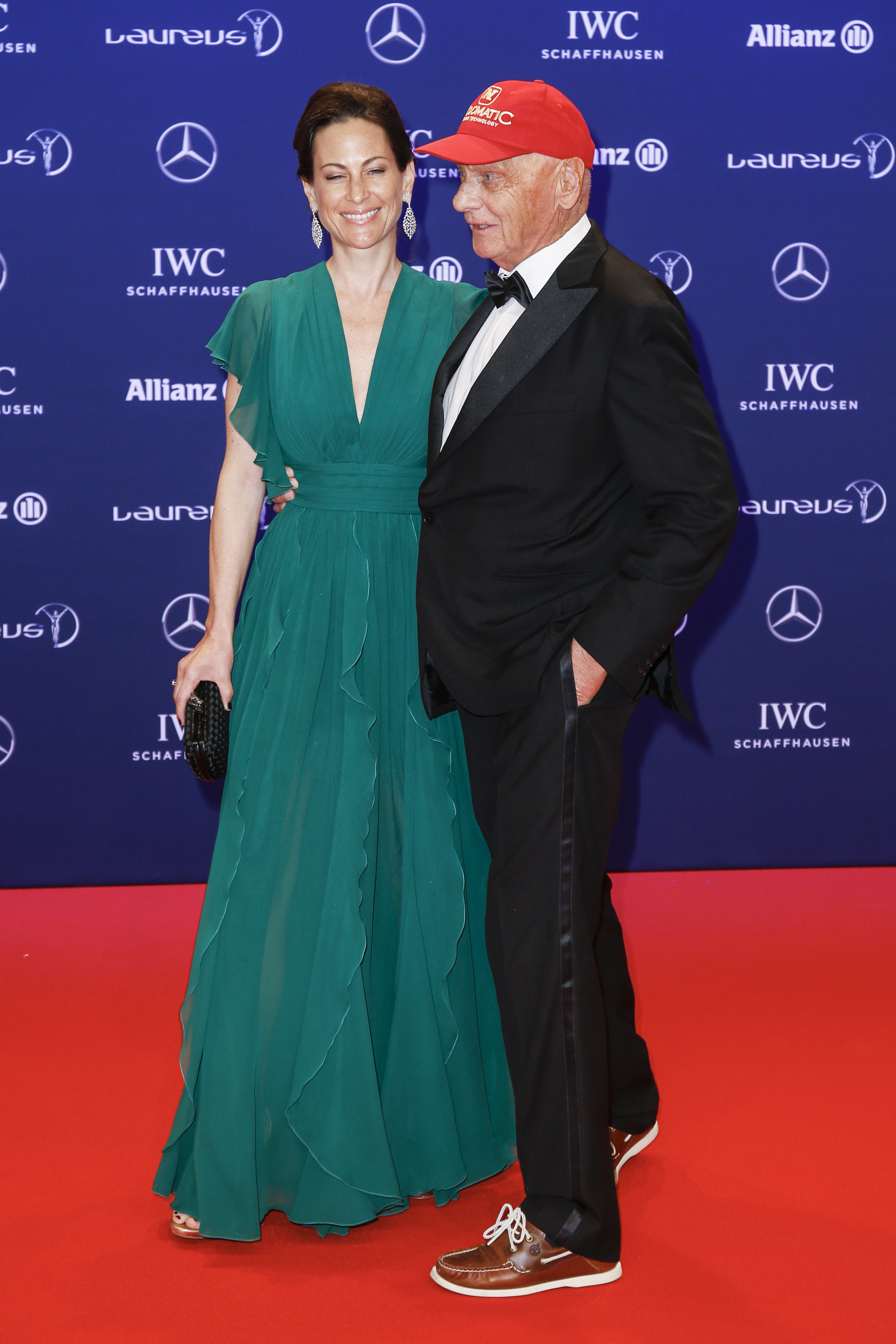 Niki Lauda and Birgit Wetzinger attend the Laureus World Sports Awards 2016 on April 18, 2016, in Berlin, Germany | Source: Getty Images