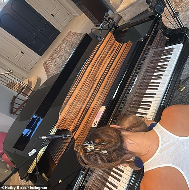 Justin's Father's Day reportedly ended in a bitter showdown with his wife Hailey after he spent the day posting bizarre messages on Instagram (Hailey pictured on Father's Day)