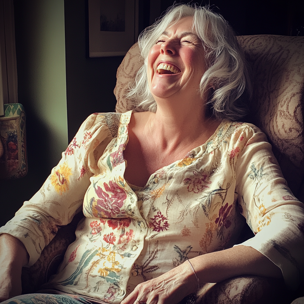 A laughing older woman | Source: Midjourney