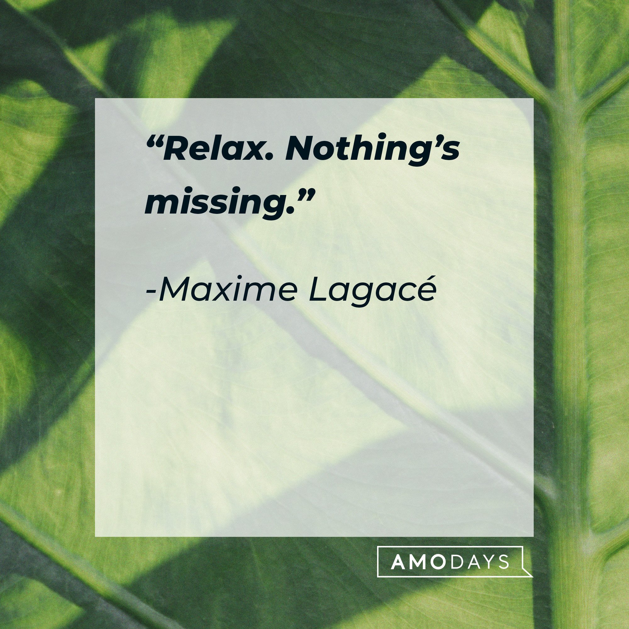 Maxime Lagacé's quote: “Relax. Nothing’s missing.” | Image: AmoDays