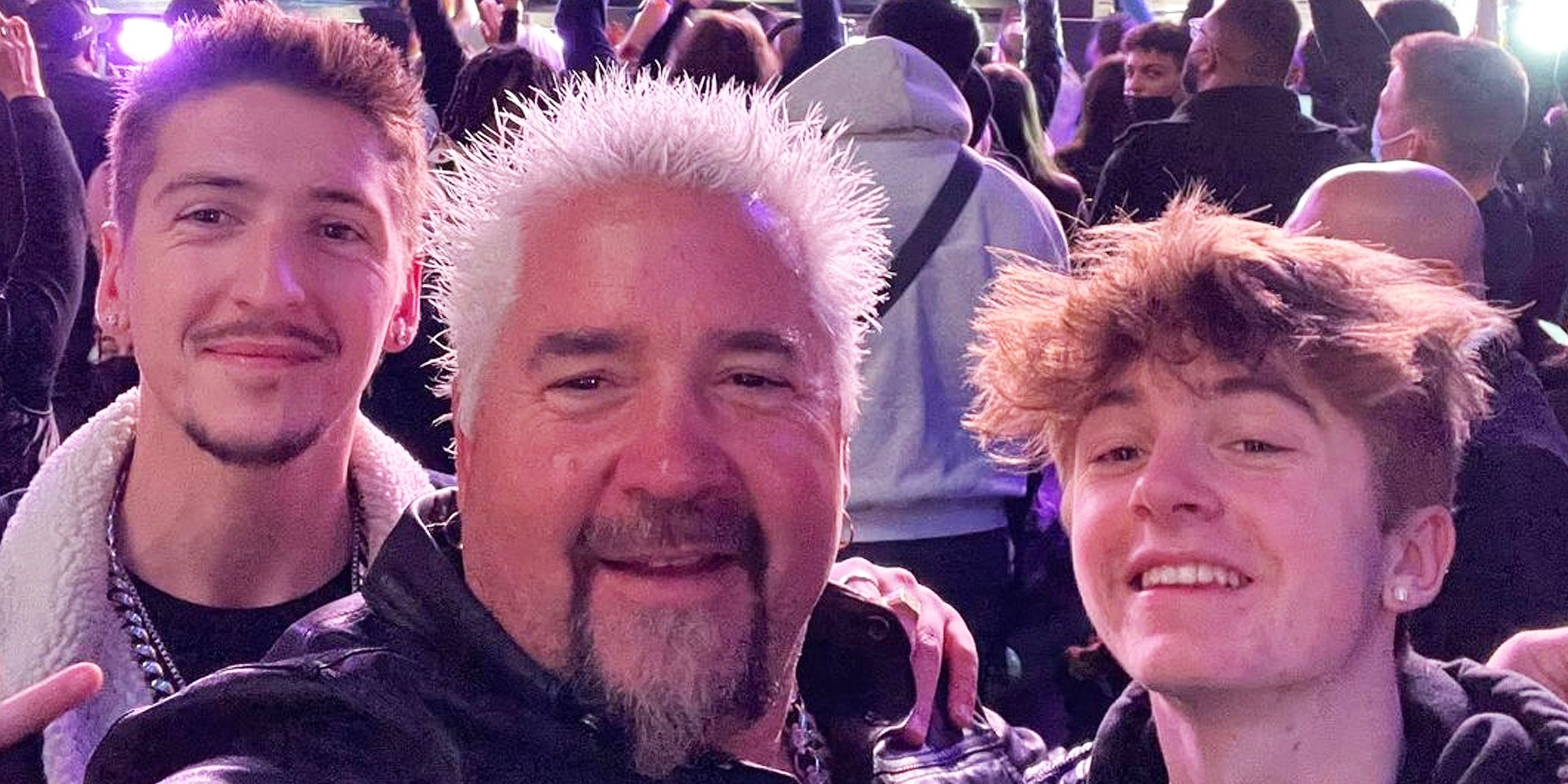 Guy Fieri Posing with Sons Hunter and Ryder at a Concert | Source: Instagram/guyfieri