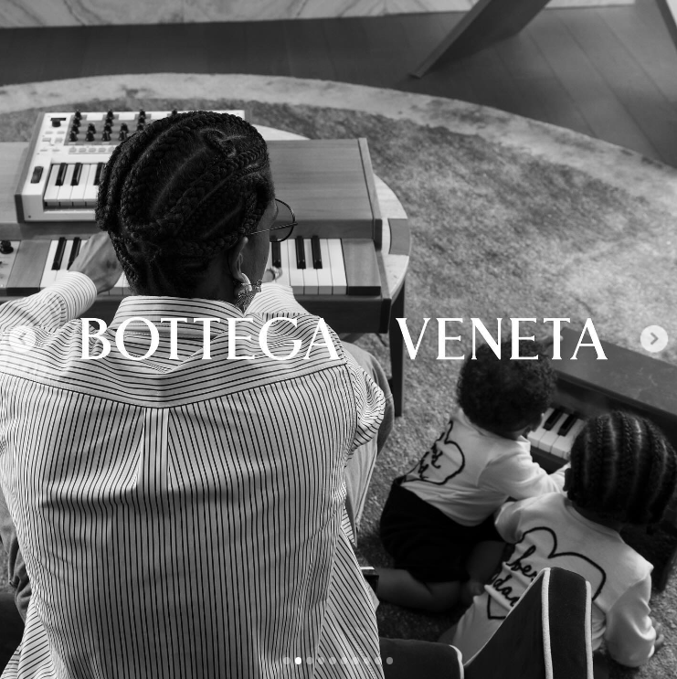 A$AP Rocky plays a piano while RZA and Riot play on a mini version of the same instrument, posted in June 2024. | Source: Instagram/asaprocky