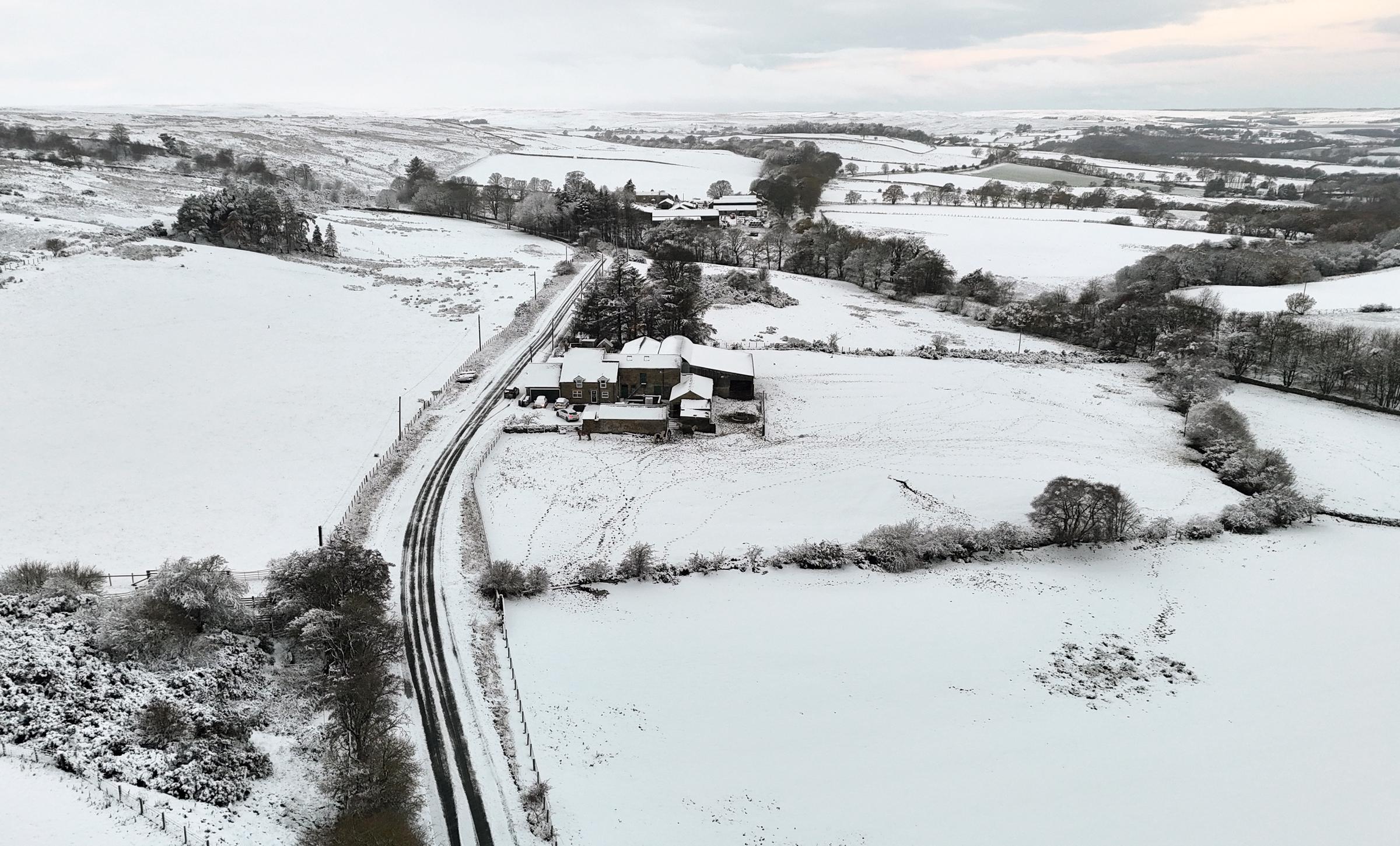 Overnight snow in Castleside, County Durham, England, on November 19, 2025. | Source: Getty Images