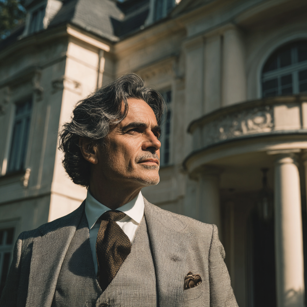 A man wearing a gray suit | Source: Midjourney