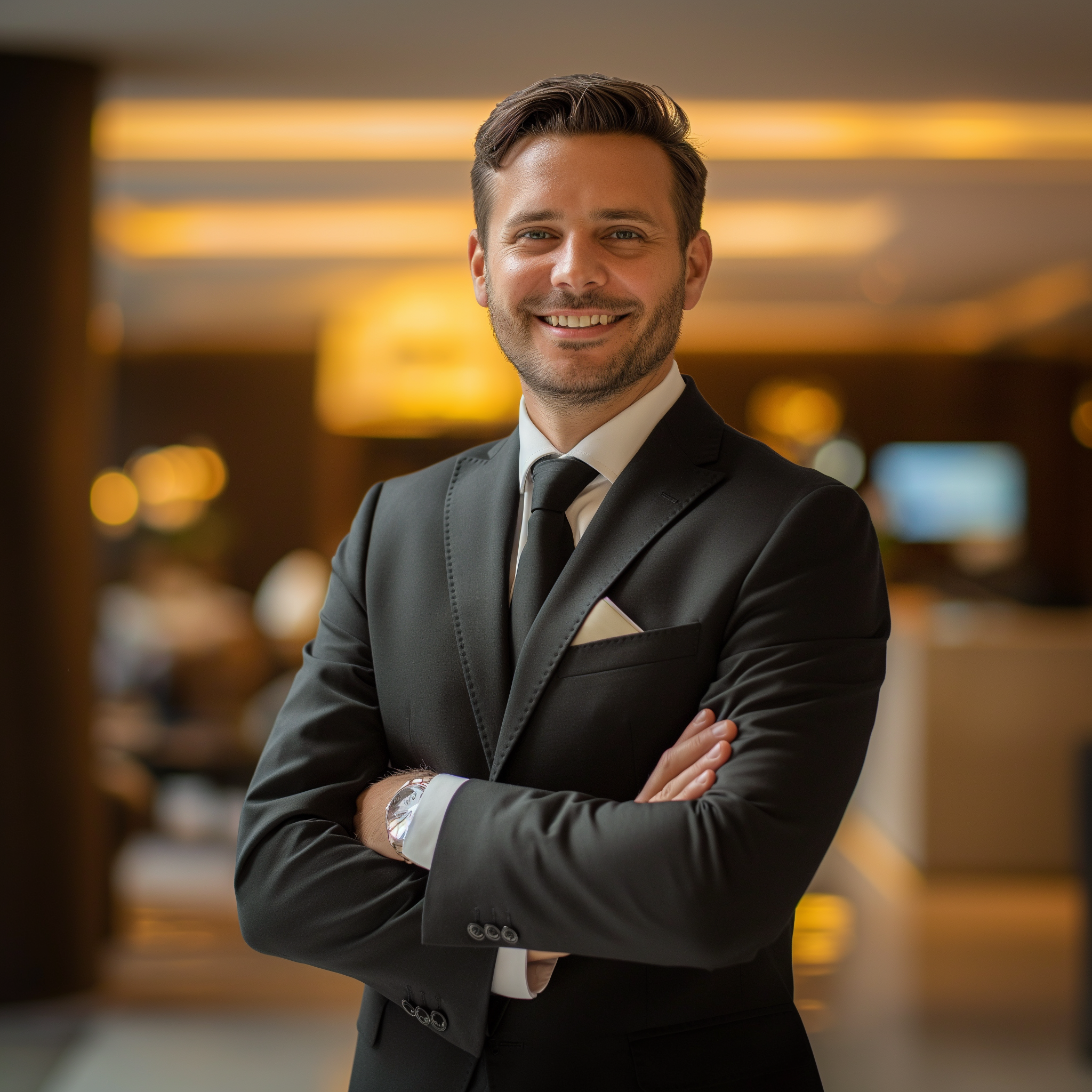 A smiling hotel manager | Source: Midjourney