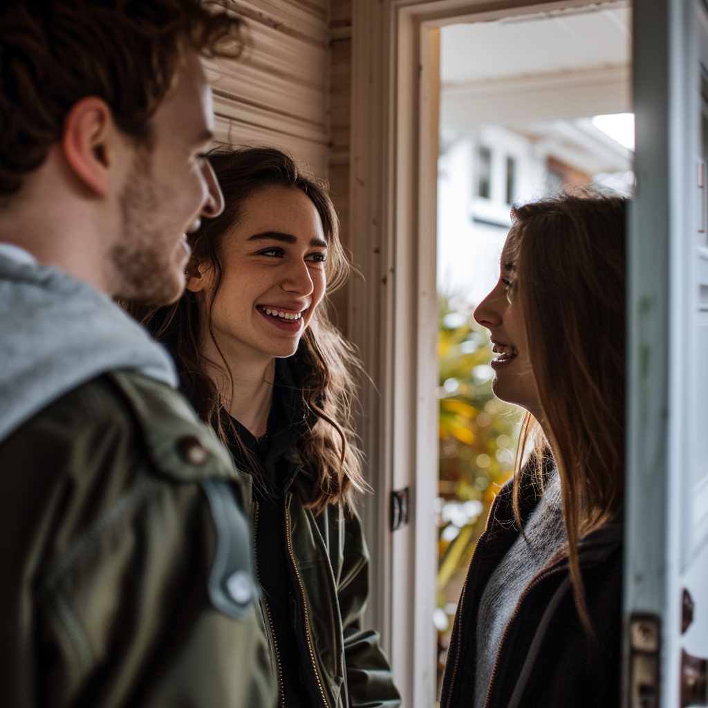 Katie watches as Emily tries to convince Mark to help her | Source: Midjourney