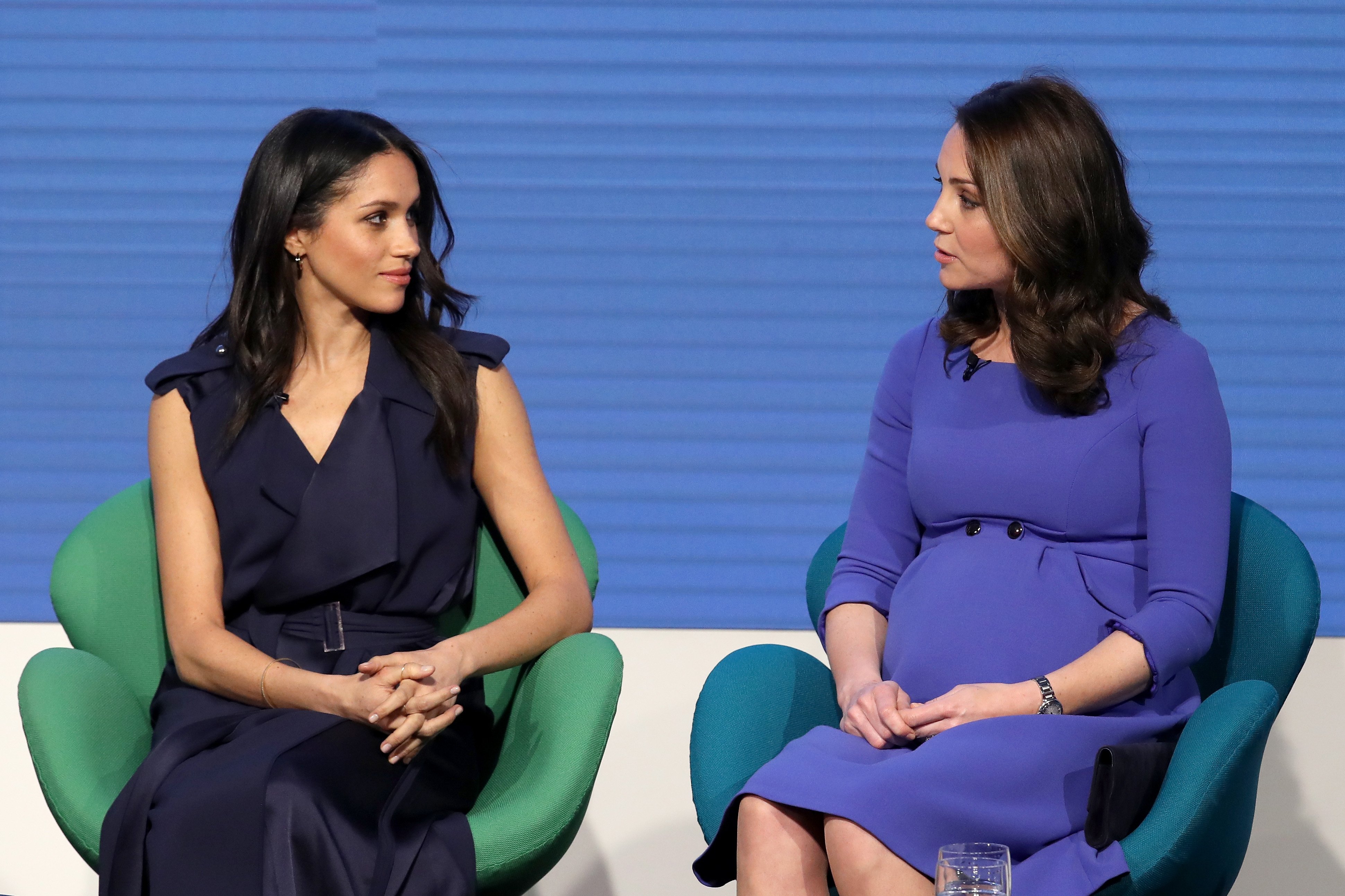 Meghan Markle and Kate Middleton attend the first annual Royal Foundation Forum held at Aviva on February 28, 2018 in London, England | Photo: Getty Images
