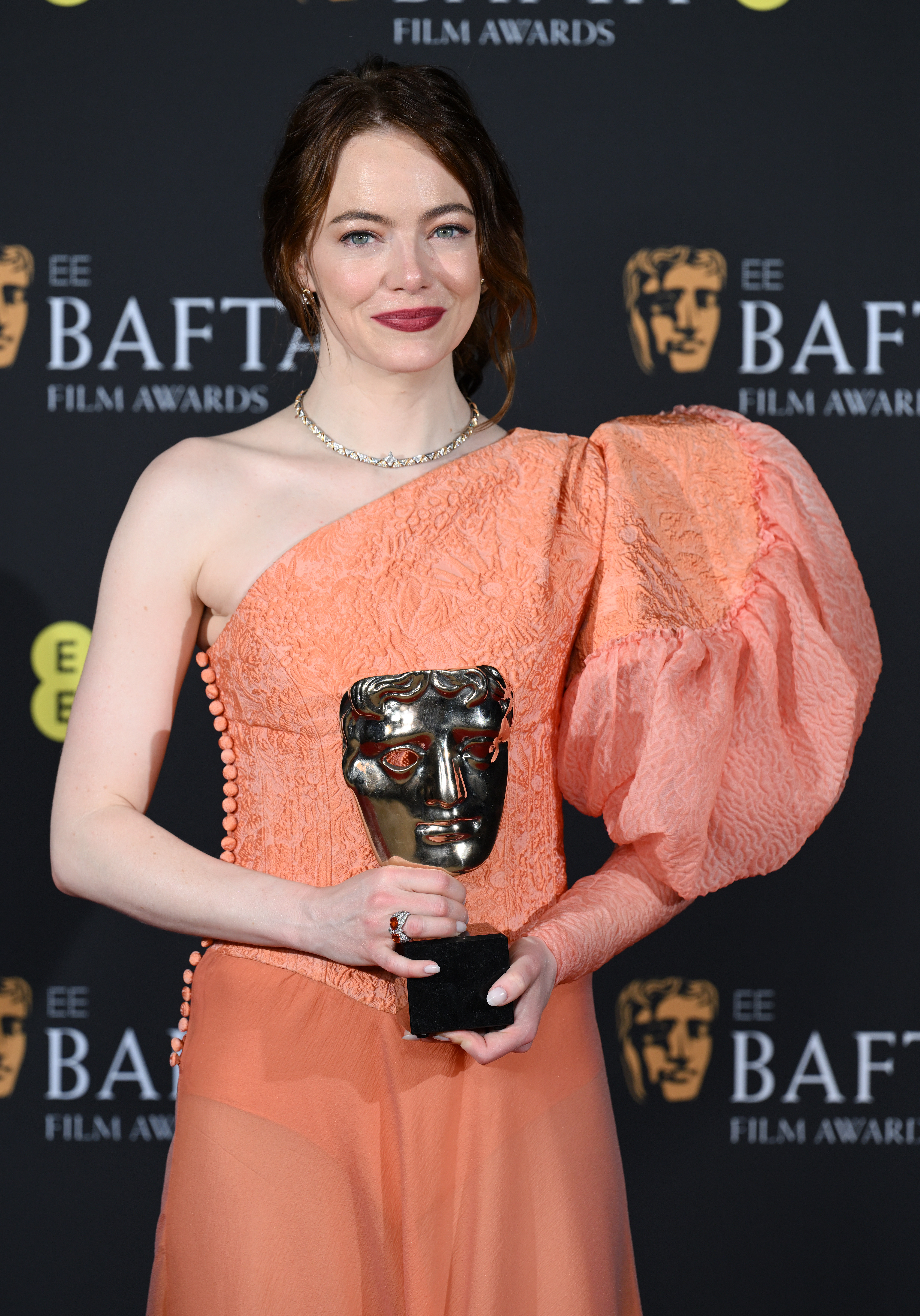 Emma Stone during the EE BAFTA Film Awards at The Royal Festival Hall on February 18, 2024, in London, England. | Source: Getty Images