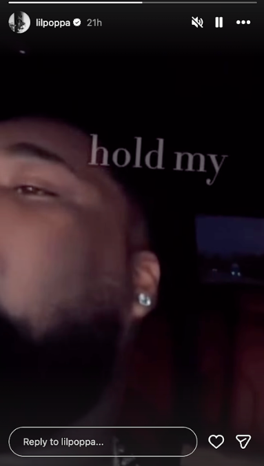 Lil Poppa riding around in a car in what would become his final Instagram Story. | Source: Instagram/lilpoppa