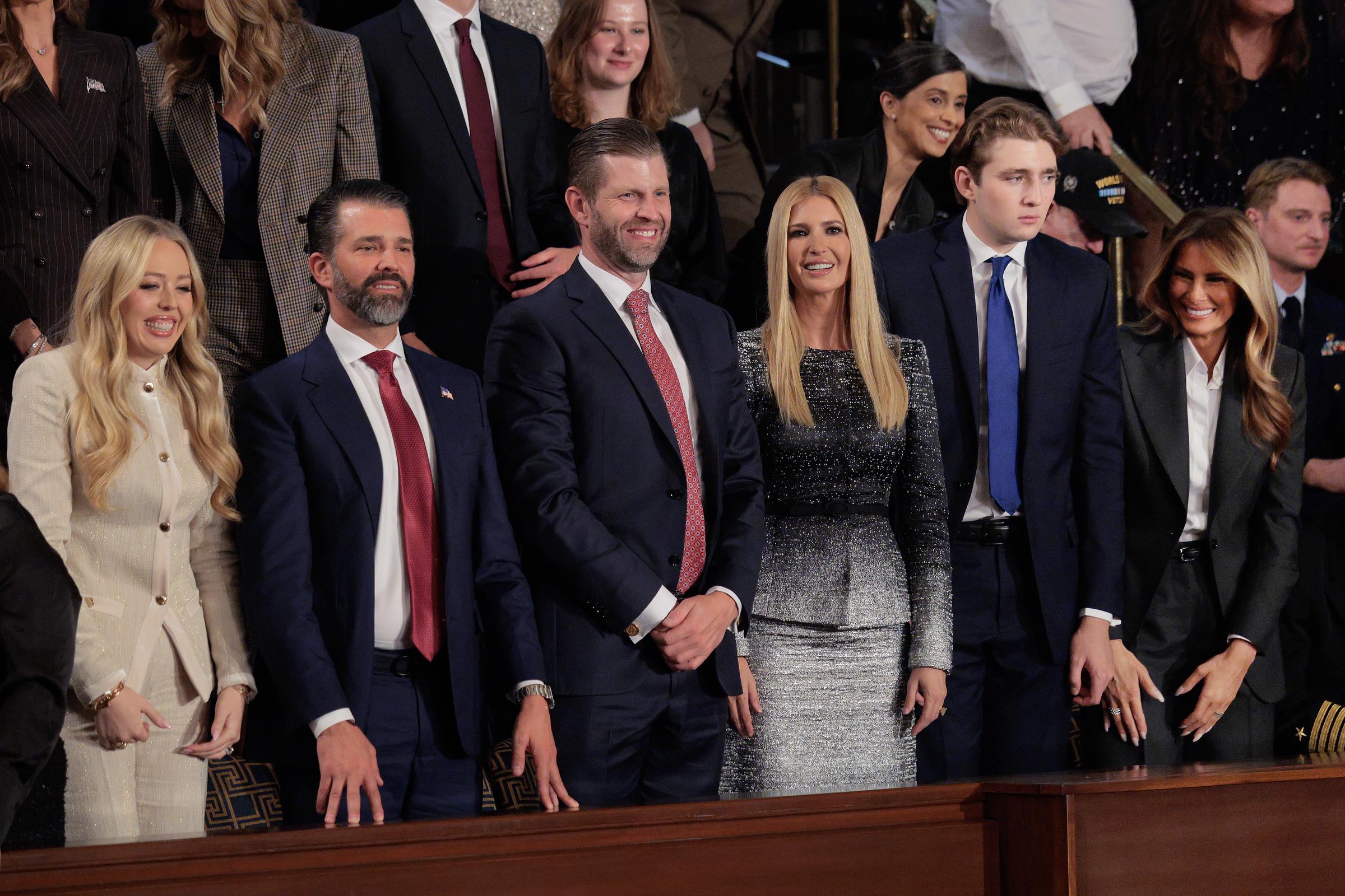 Tiffany Trump, Donald Trump Jr., Eric Trump, Ivanka Trump, Barron Trump and first lady Melania Trump. | Source: Getty Images
