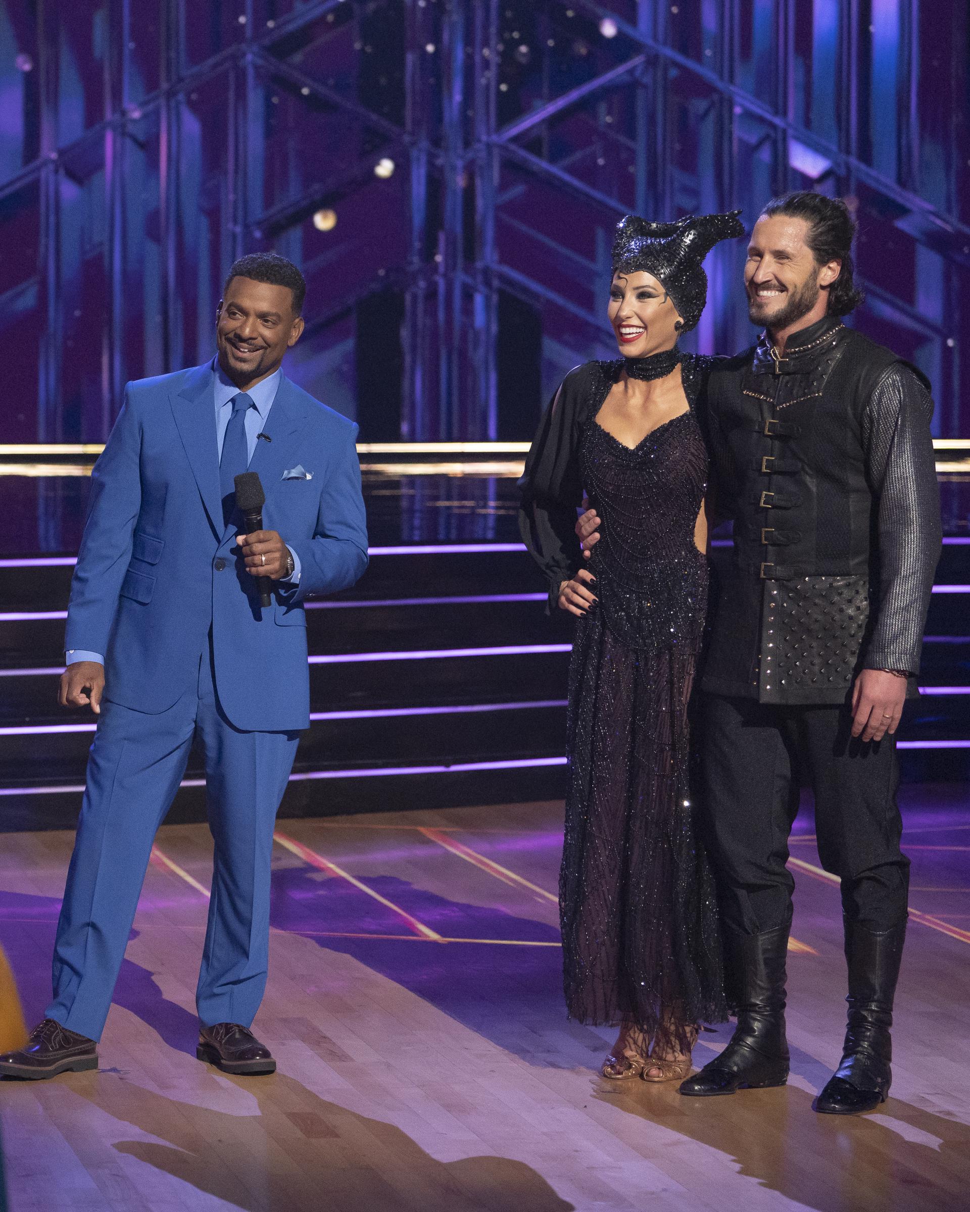 Alfonso Ribeiro, Alix Earle, and Valentin Chmerkovskiy on "Disney Night" of "Dancing with the Stars" on October 7, 2025 | Source: Getty Images