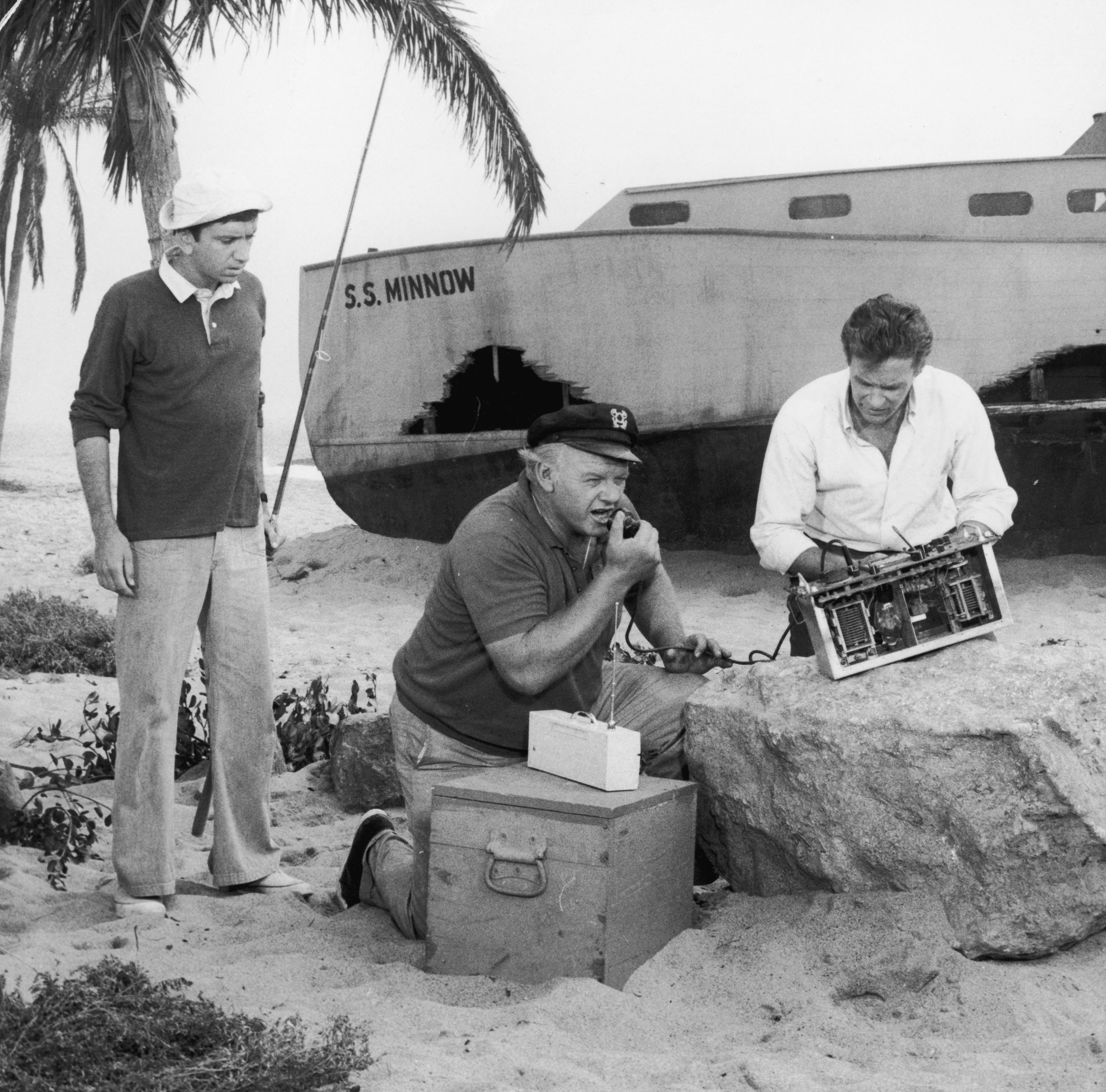 Bob Denver, Alan Hale Jr., and Russell Johnson on the set of "Gilligan's Island" circa 1966 | Source: Getty Images