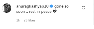 Kommentar des Filmproduzenten Anurag Kashyap über Ünels Tod | Quelle: instagram.com/p/CEtcAfkKrgy/
