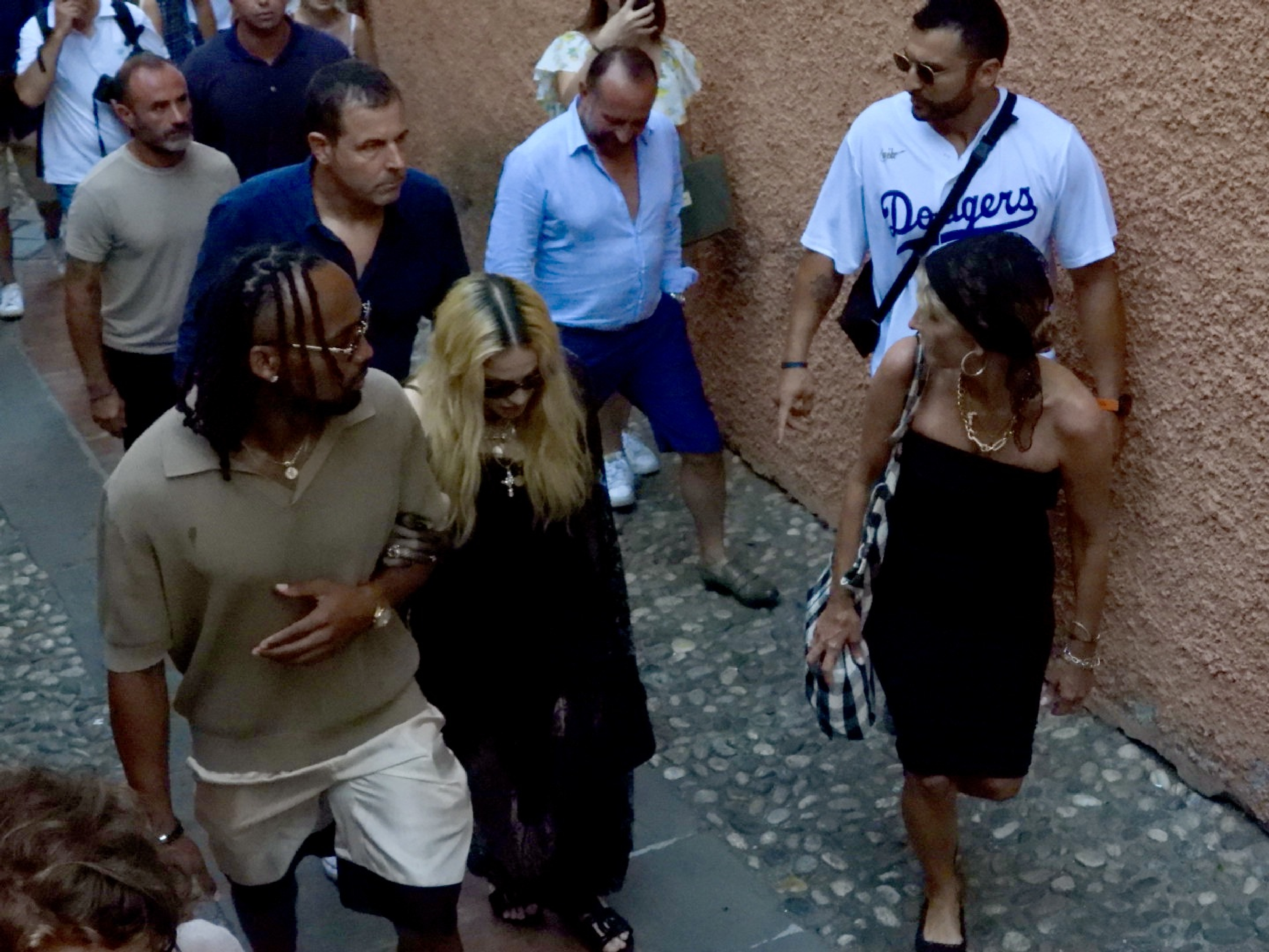 Madonna and Akim Morris seen out and about on August 13, 2024, in Portofino, Italy. | Source: Getty Images