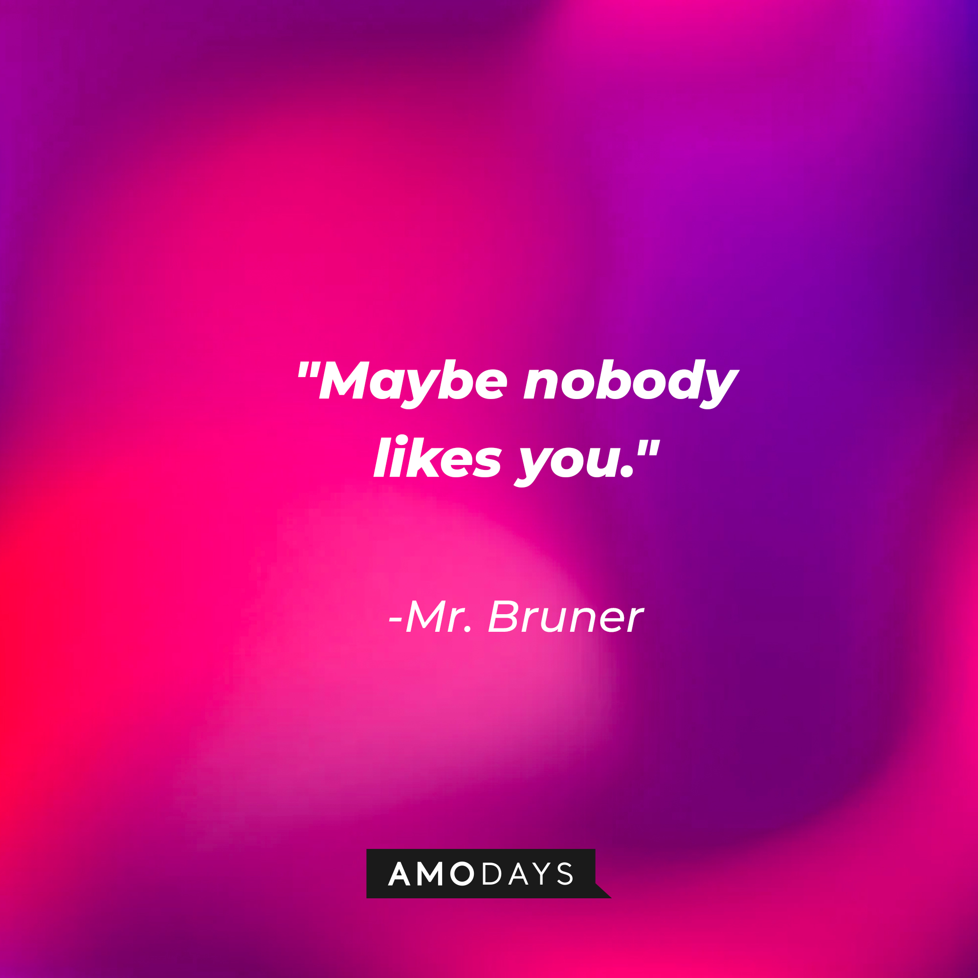 Mr. Bruner's quote: "Maybe nobody likes you." | Source: AmoDays