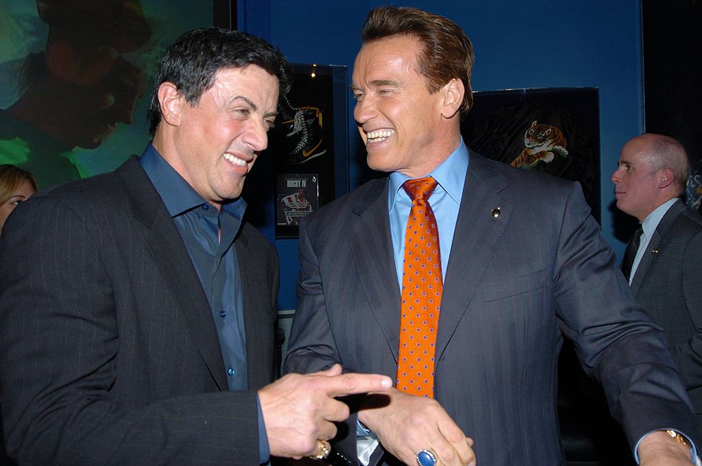 Sylvester Stallone was joined by Arnold Schwarzenegger at a Planet Hollywood party on 07 March, 2005 | Photo: Getty Images