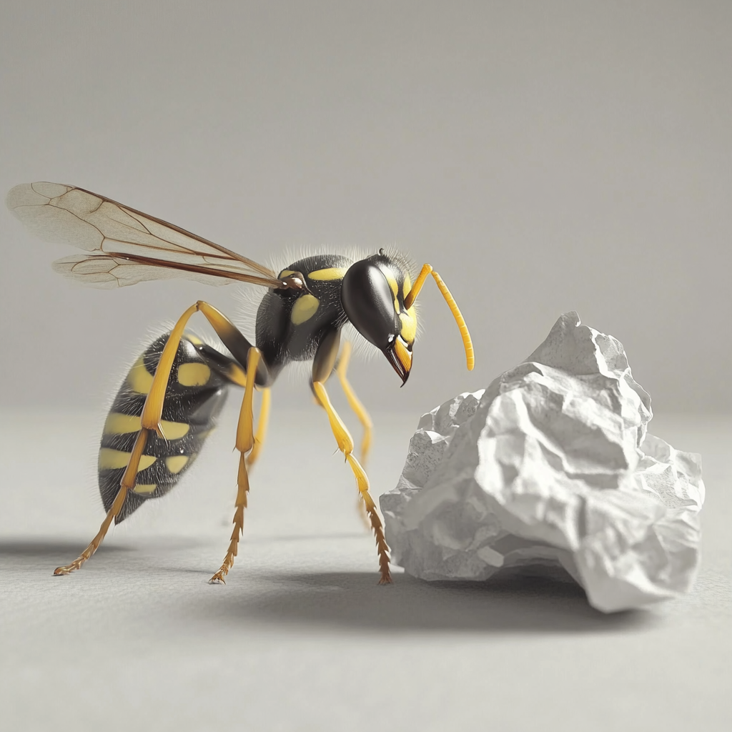 A wasp near a crumpled piece of paper | Source: Midjourney