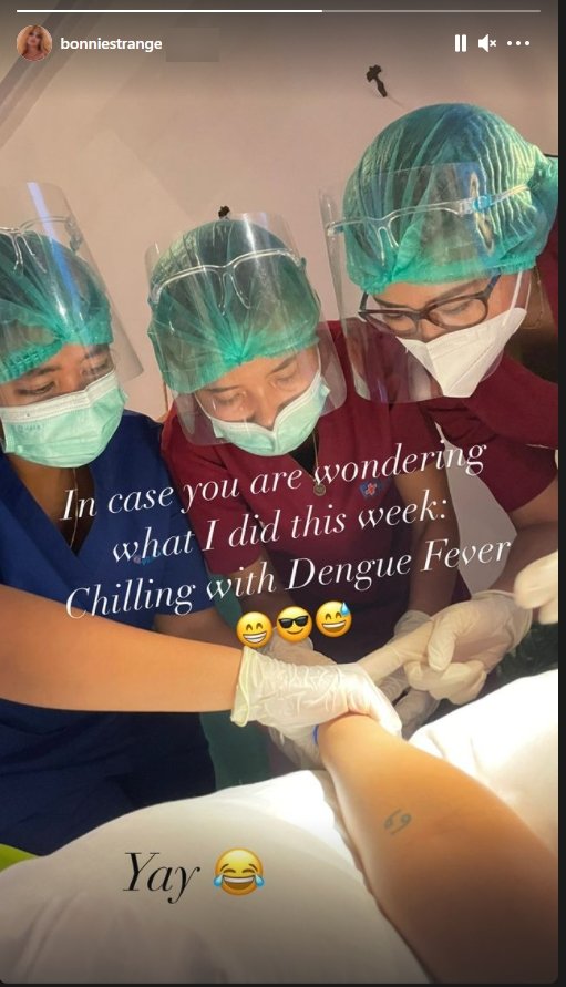 Bonnie Strange berichtet über ihre Viruserkrankung aus dem Krankenhaus. I Quelle: https://www.instagram.com/bonniestrange