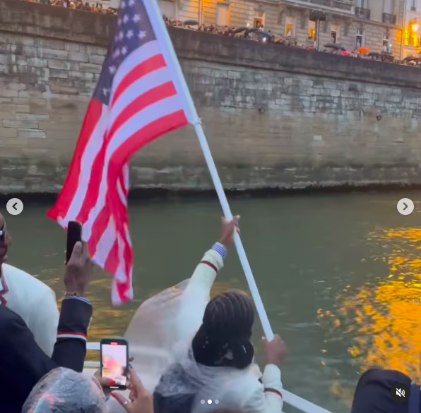 Coco Gauff waving the U.S. flag during the Paris Olympics Opening Ceremony, posted on July 27, 2024 | Source: Instagram/cocogauff