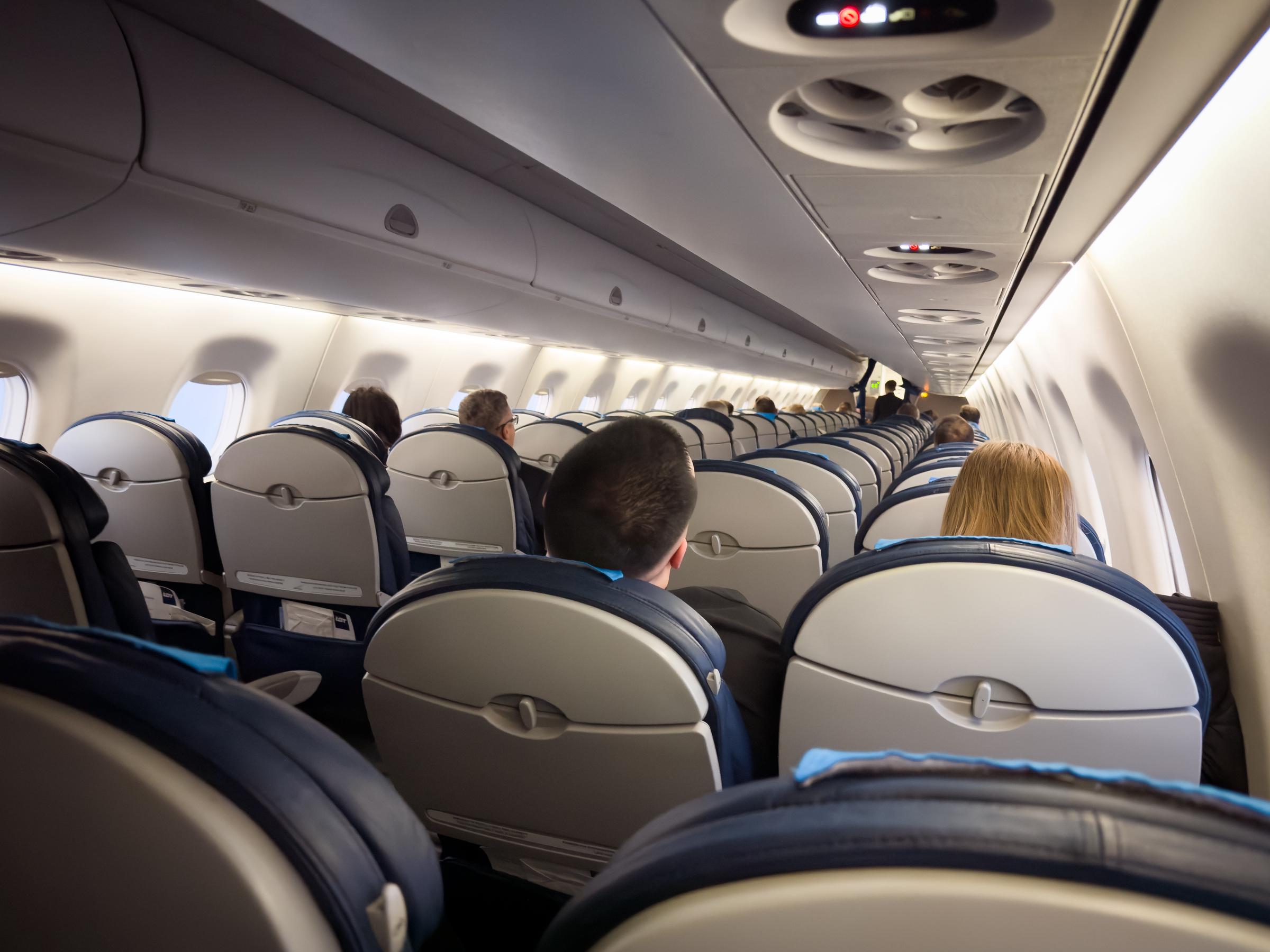 The interior cabin of a LOT Polish Airlines Embraer ERJ-175 operating a domestic flight is seen during cruise on January 17, 2026 | Source: Getty Images