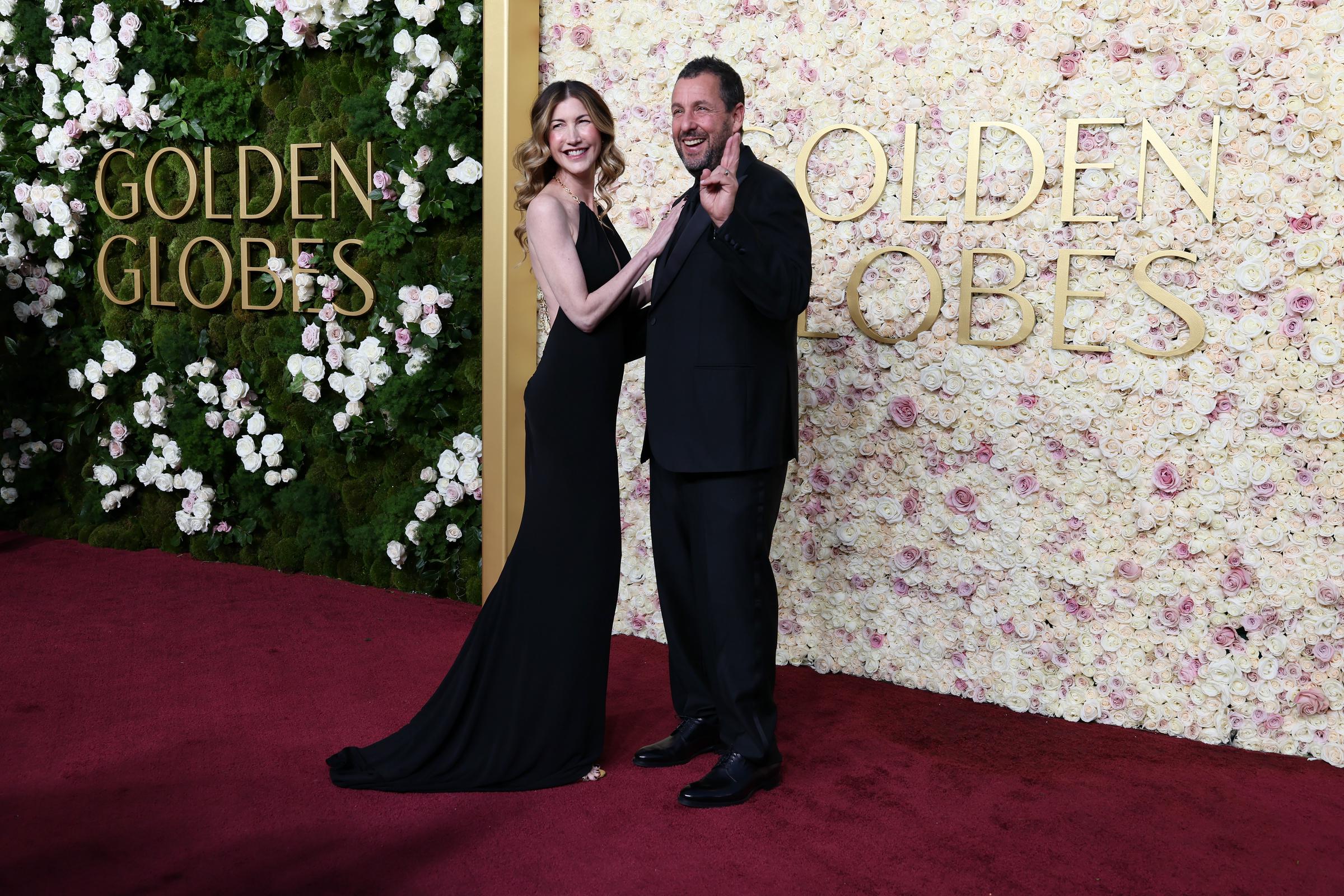 Jackie and Adam Sandler attend the 82nd Annual Golden Globes in Beverly Hills, California, on January 5, 2025 | Source: Getty Images