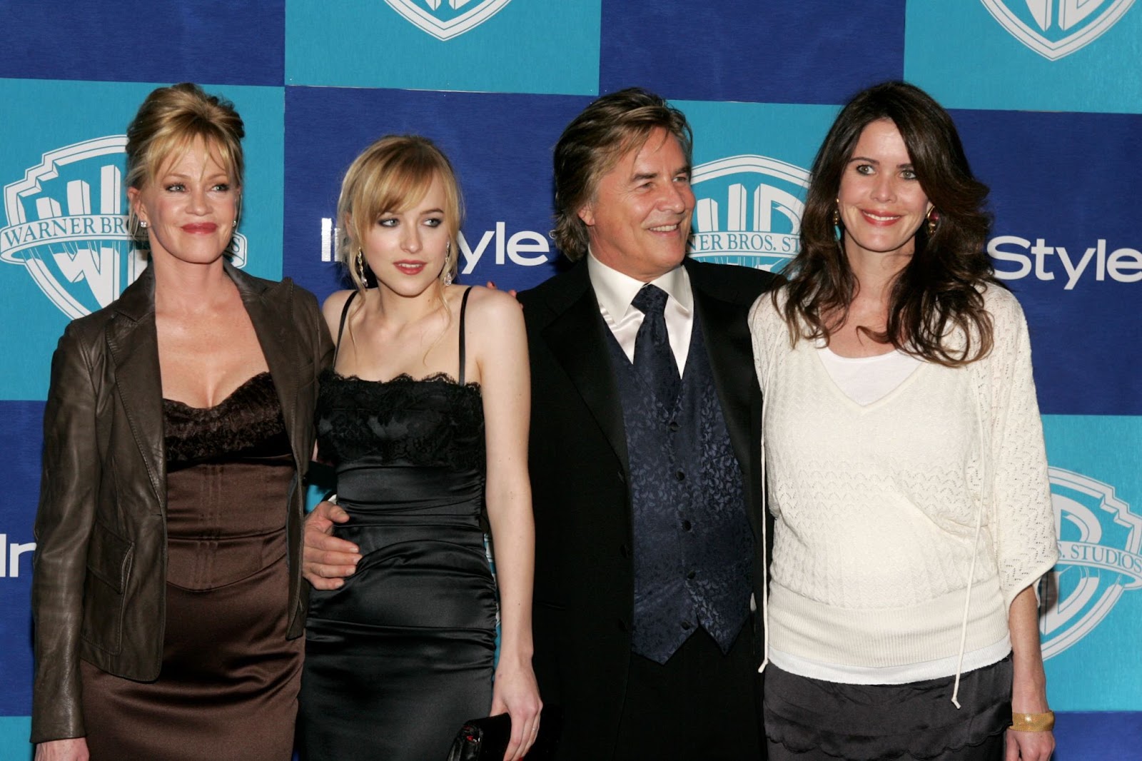 Melanie Griffith, Dakota and Don Johnson, and Kelley Phleger at the Warner Bros. and InStyle Golden Globe afterparty on January 16, 2006, in Beverly Hills, California. | Source: Getty Images