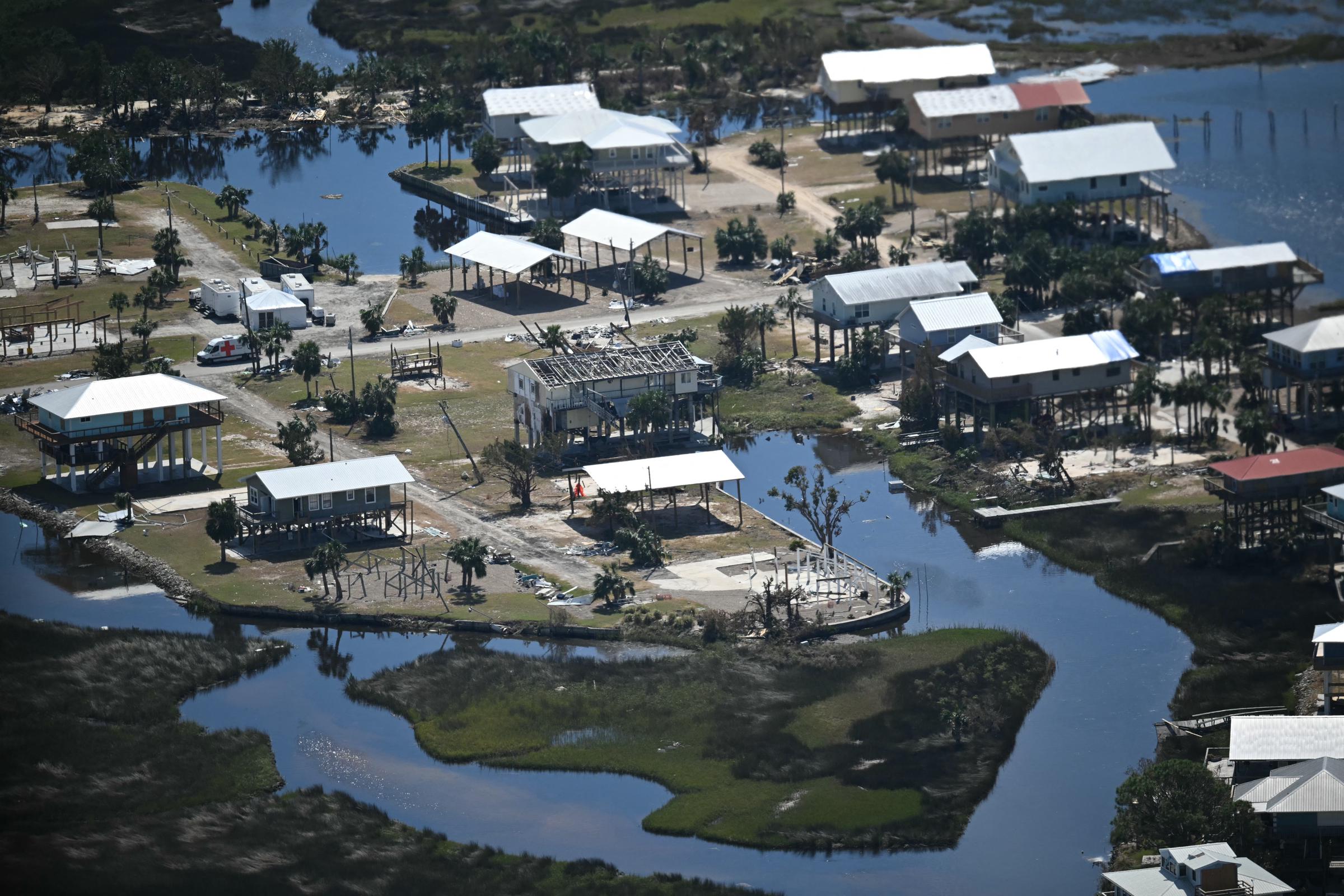 Damaged homes affected by Hurricane Helene near Keaton Beach, Florida on October 3, 2024 | Source: Getty Images