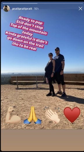 Chris Pratt's post about hiking with wife Katherine Schwarzenegger Pratt on August 1, 2020 | Photo: Instagram Story/prattprattpratt