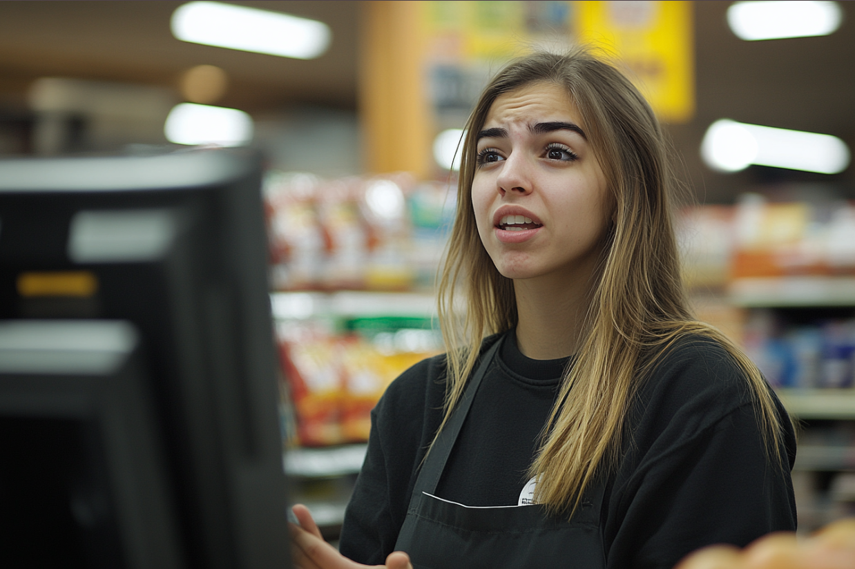 A grocery store cashier | Source: Midjourney