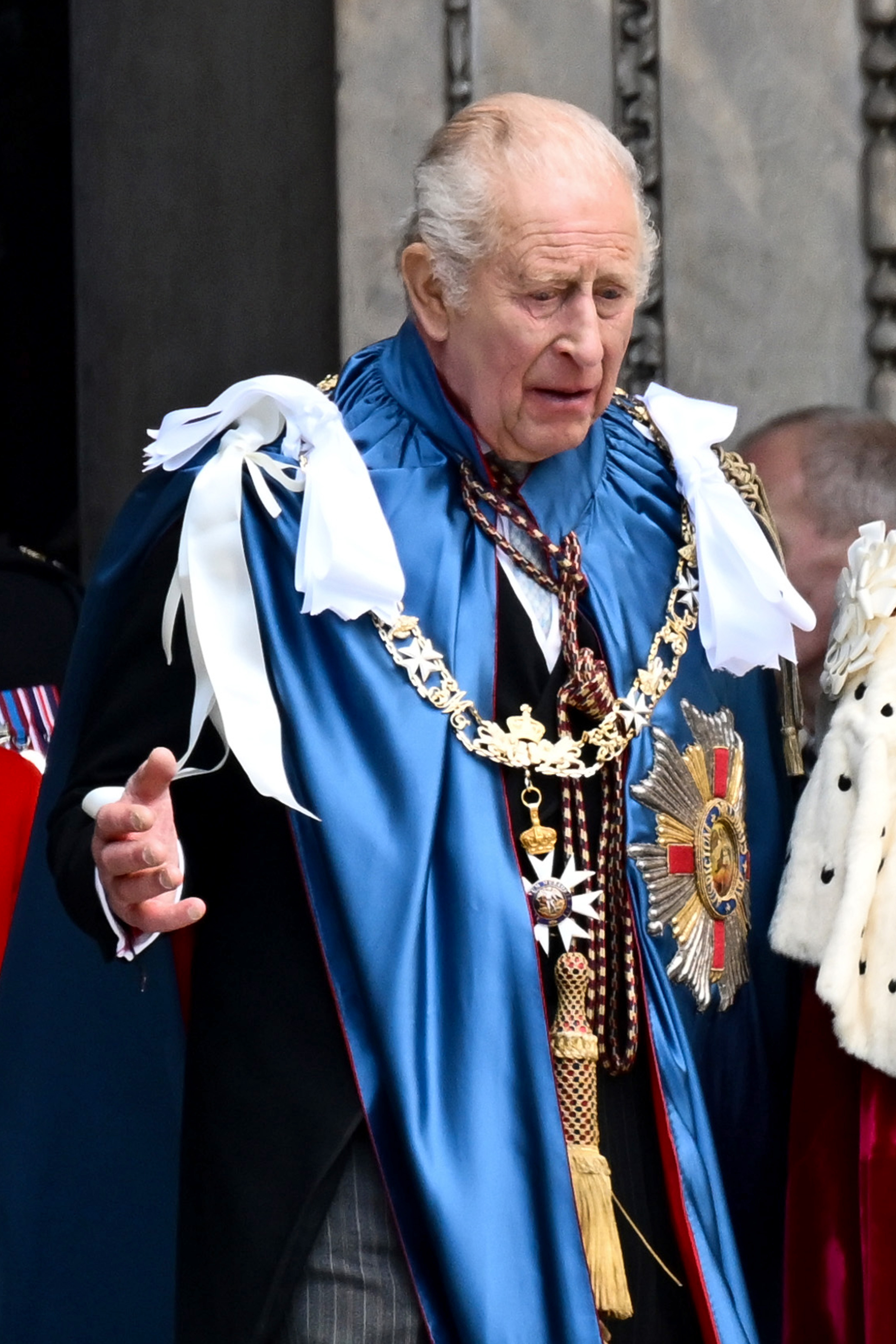 King Charles III departs from the Service For The Order of St Michael And St George at St Paul's Cathedral on May 07, 2026 in London, England | Source: Getty Images