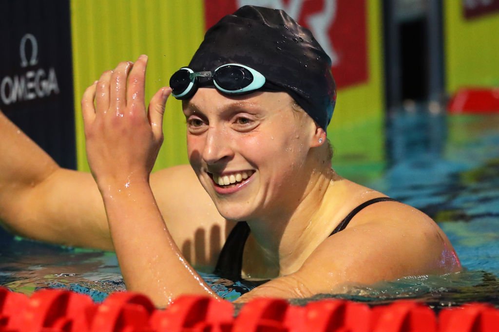 Katie Ledecky reacts after winning the Women's 200m Freestyle Final on Day Three of the TYR Pro Swim Series at Des Moines on March 6, 2020 in Des Moines, Iowa. | Photo: Getty Images