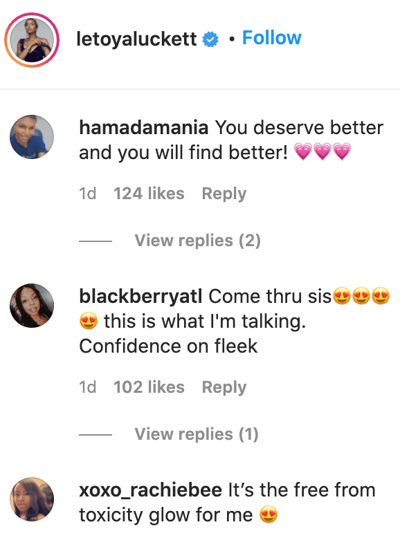 Fans' comments on LeToya Luckett's post. | Source: Instagram/letoyaluckett