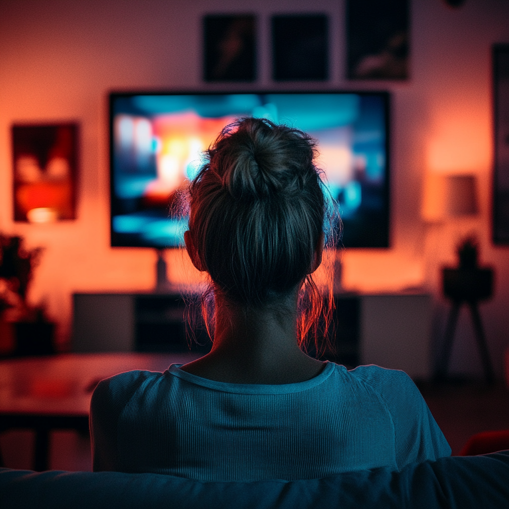 A woman watching TV | Source: Midjourney