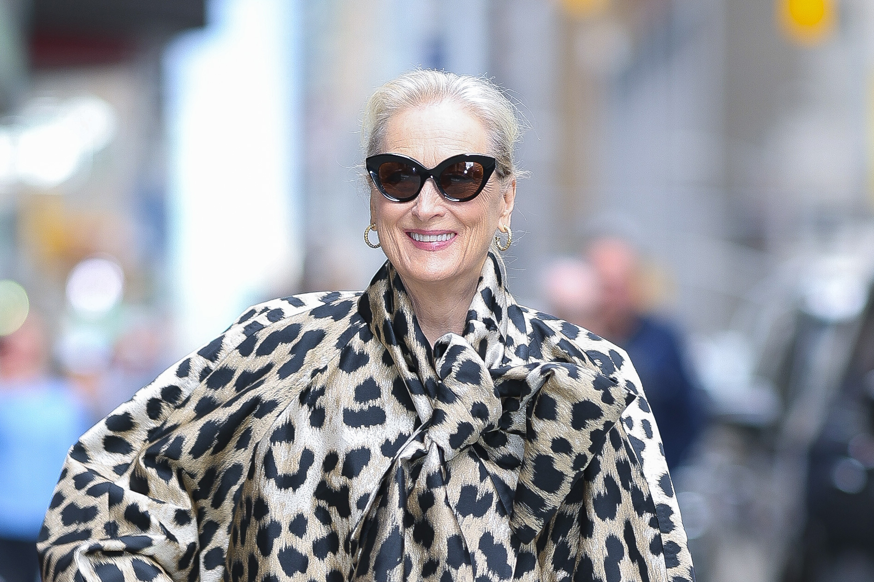 Meryl Streep is seen outside "The Late Show With Stephen Colbert" in New York City on April 1, 2026 | Source: Getty Images