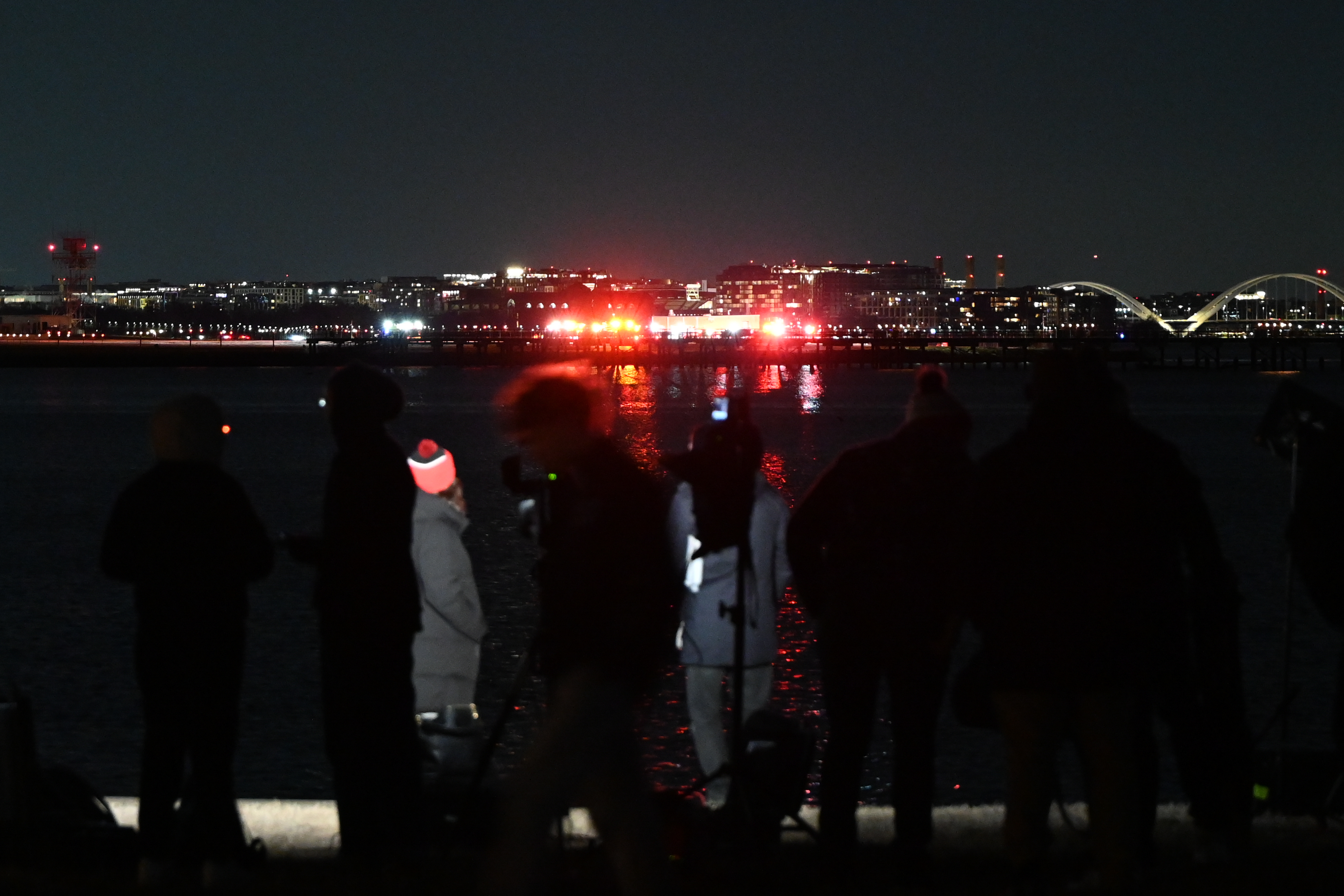 A view of the scene after the collision between an American Airlines plane and an Army helicopter in Washington, D.C., on January 30, 2025. | Source: Getty Images