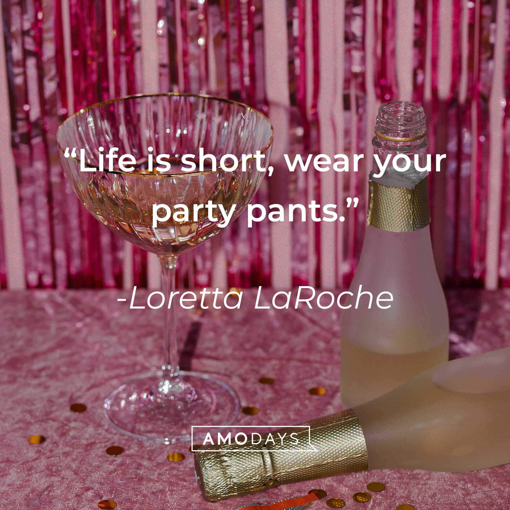 Loretta LaRoche's quote: “Life is short, wear your party pants.” | Image: AmoDays