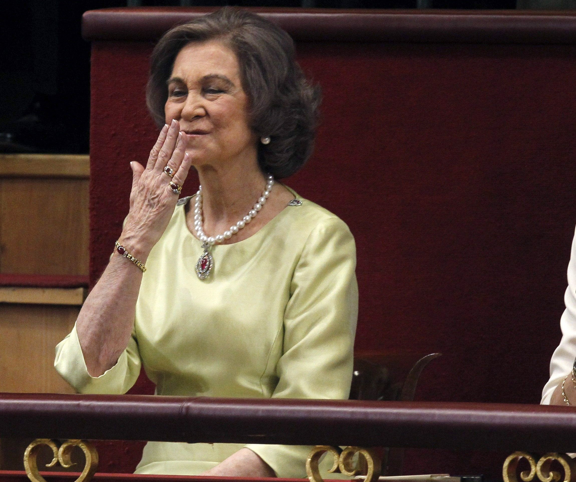 Reina Sofía en la coronación de su hijo, Felipe VI, en Madrid en mayo de 2014. | Foto: Getty Images