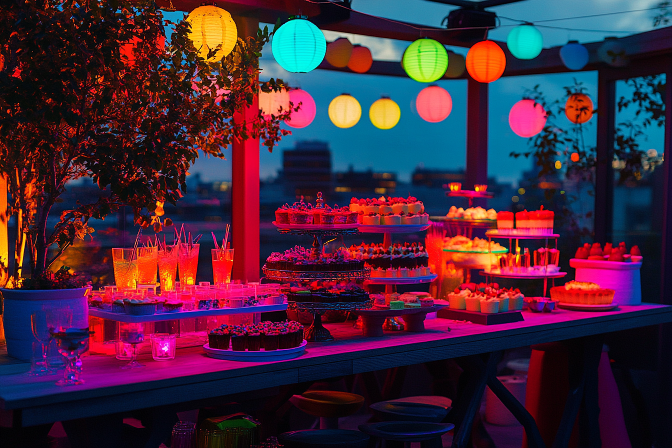 A cake bar on a rooftop | Source: Midjourney