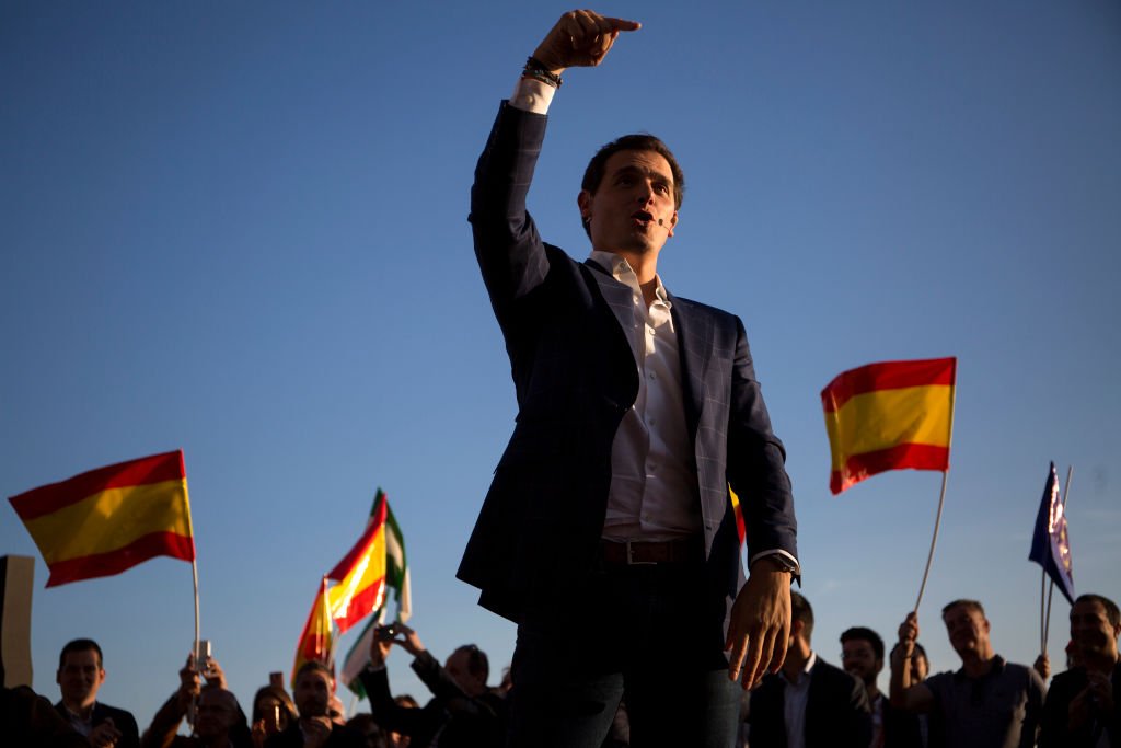 Albert Rivera pronunció un discurso durante un acto de campaña en Málaga. | Fuente: Getty Images